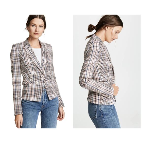 Veronica Beard Diego Dickey Double Breasted Houndstooth Blazer Size 0 - Picture 1 of 11